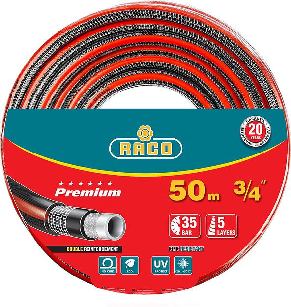 RACO PREMIUM, 3/4″, 50 м, 35 атм, пятислойный, усиленный двумя слоями армирования, поливочный шланг (40300-3/4-50) фото 1