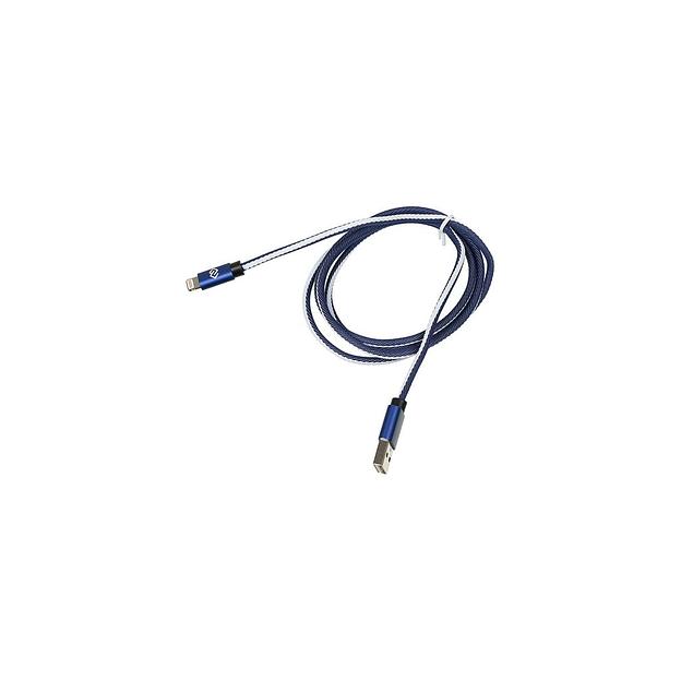 Кабель Digma Lightning (m) - USB (m), 1.2м, в оплетке, 2A, синий [light-1.2m-bl] фото 1