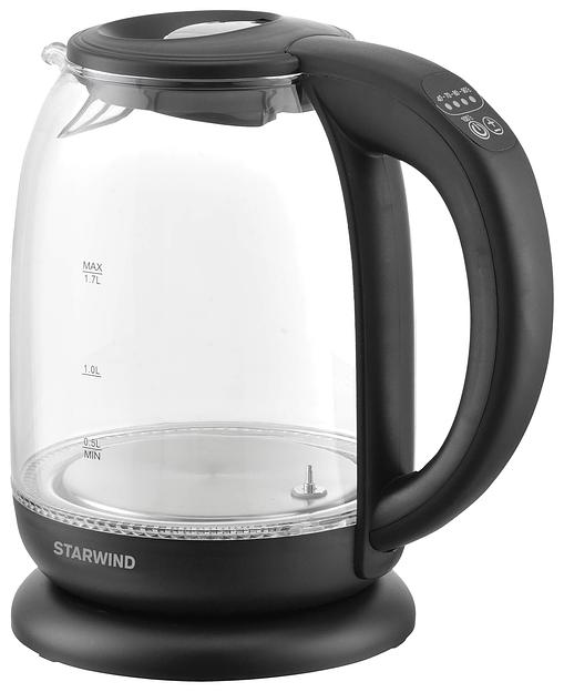 Чайник электрический Starwind SKS4517 1.7л. 2200Вт черный (корпус: стекло) фото 1