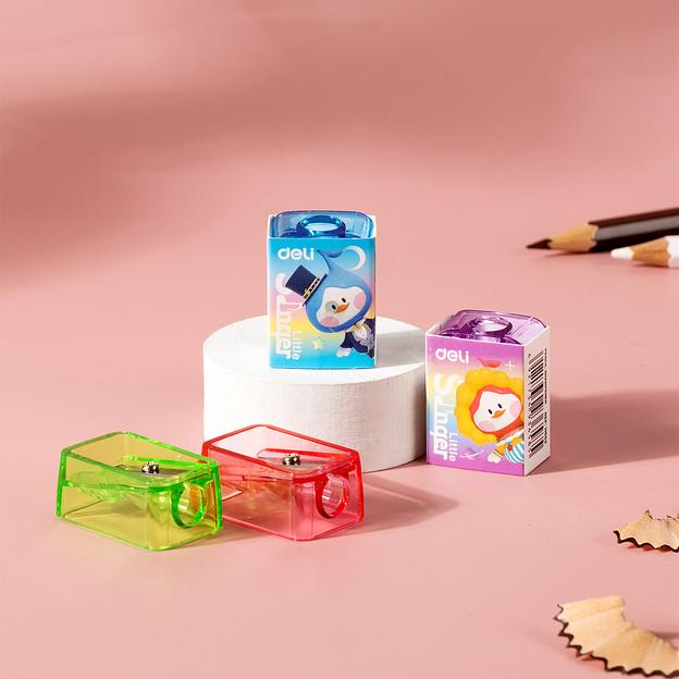 Точилка для карандашей ручная Deli EH552 Little Singer 1 отверстие пластик ассорти коробка фото 7