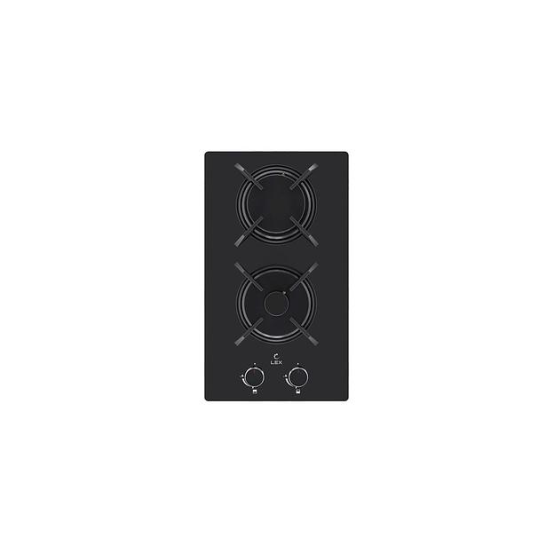 Газовая варочная панель LEX GVG 323A BBL, 2 конфорки, закаленное стекло, черный фото 1