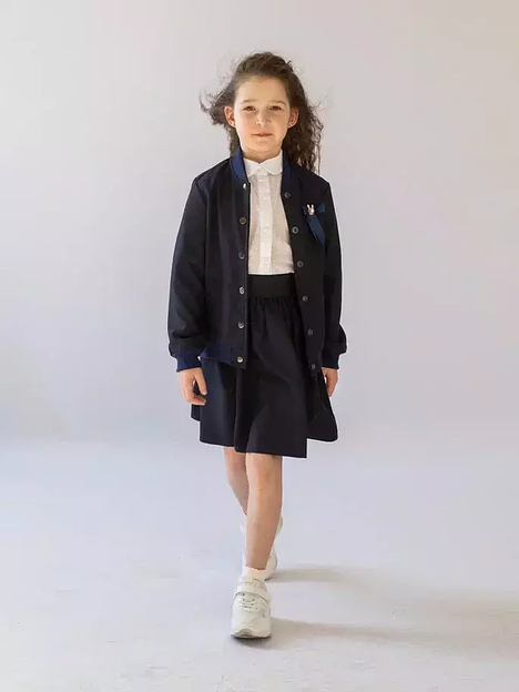 Бомбер школьный на девочку KristiKlo синий ОПТ фото 5