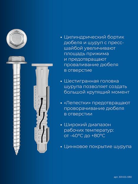 ЗУБР ФД-Ц 10 x 80 мм, фасадный дюбель, нейлон/цинк, 50 шт (301455-080) фото 4