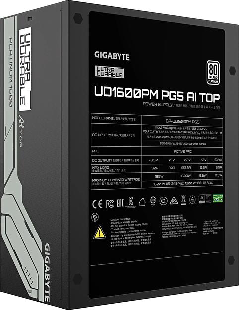 Блок питания Gigabyte ATX 1600W GP-UD1600PM PG5 Gen.5 80+ platinum (20+4pin) APFC 120mm fan 12xSATA Cab Manag RTL фото 5