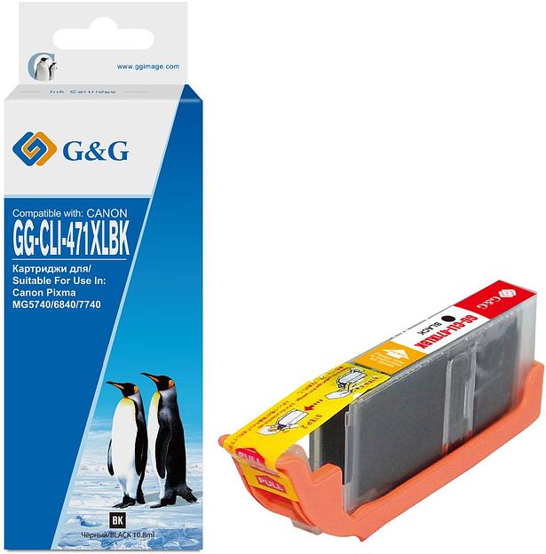 Картридж струйный G&G GG-CLI-471XLBK фото черный (10.8мл) для Canon TS5040/MG5740/MG6840/MG7740 фото 1