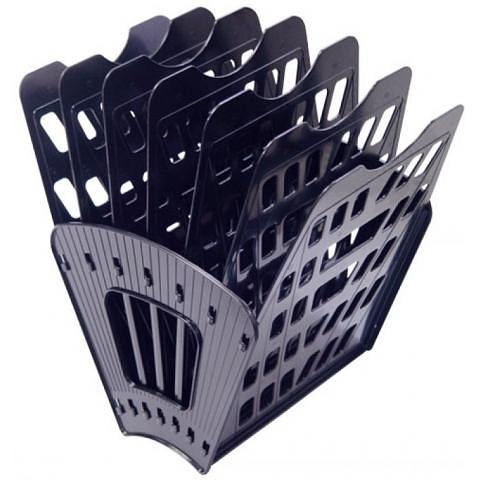 Лоток для документов, веерообразный, 6 отд., черный, СТАММ ЛТ41 фото 1