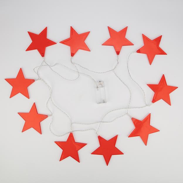 Neon-night 304-002 Гирлянда светодиодная «Звездопад» красная 10 LED, 2,25 м, прозрачный ПВХ, теплый белый свет свечения, 2 х АА (батарейки не в комплекте) фото 3