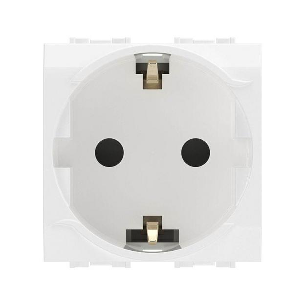 Dkc 76482B Электрическая розетка с заземлением, со шторками, белая, 2мод. фото 1