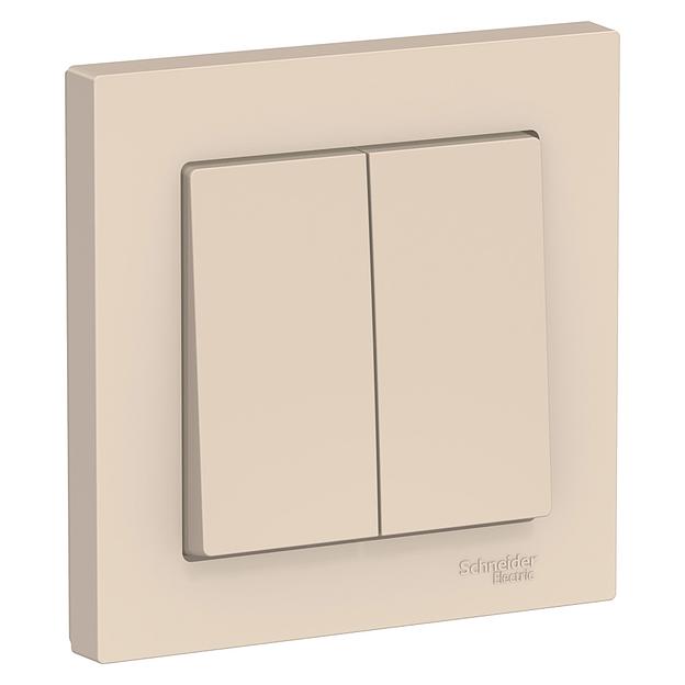 Systeme electric ATN000252 ATLASDESIGN 2-клавишный ВЫКЛЮЧАТЕЛЬ, сх.5, 10АХ, в сборе, БЕЖЕВЫЙ фото 1
