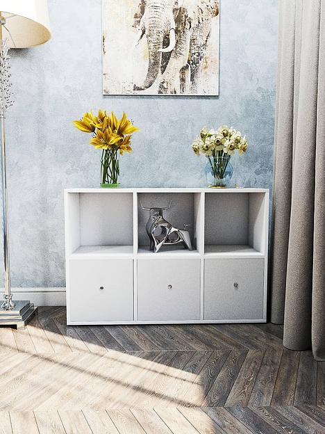 Стеллаж горизонтальный с дверцами Wood&Stone «Малави» 310 белый 99.4×33.2×66.8 см фото 1