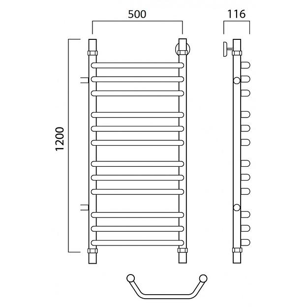 Полотенцесушитель водяной Роснерж Трапеция L108011 120x50 с боковым подключением 800 групповой фото 2