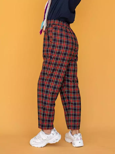 Брюки прямые на девочку KristiKlo «Оксфорд» красная клетка ОПТ фото 8