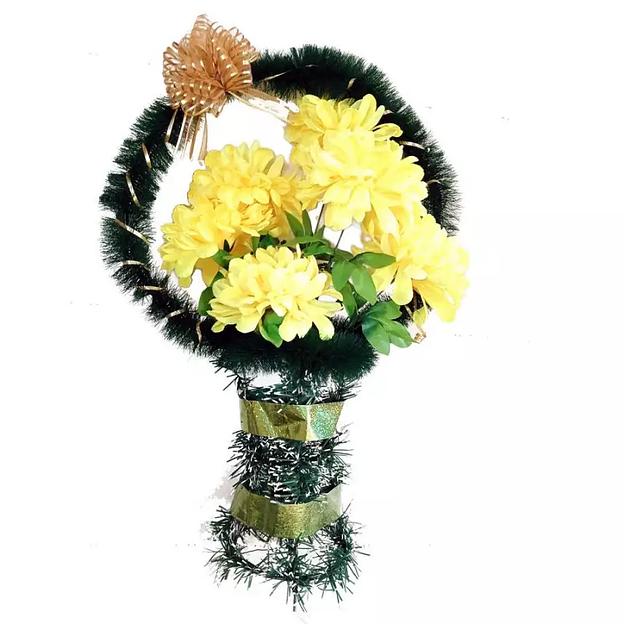 Корзина ритуал. Большие пионы с бантом г377-н287 85см фото 1