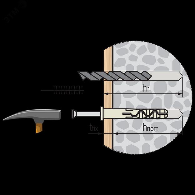 Дюбель-гвоздь PDGN LK 6х40,цилиндр. манж. фото 3