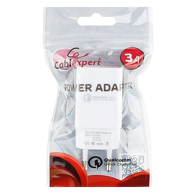 Адаптер питания Cablexpert MP3A-PC-16 QC3.0 5/9/12V 3A USBA Белый фото 1