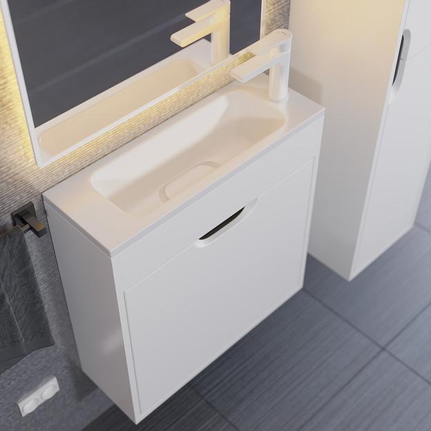 Тумба под раковину для ванной Uperwood Modul 60 см, подвесная, матовая, белая/графит фото 2