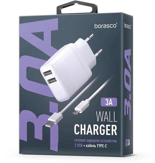 Сетевое зар./устр. BoraSCO 15W 3A 2xUSB универсальное белый (52580) фото 2