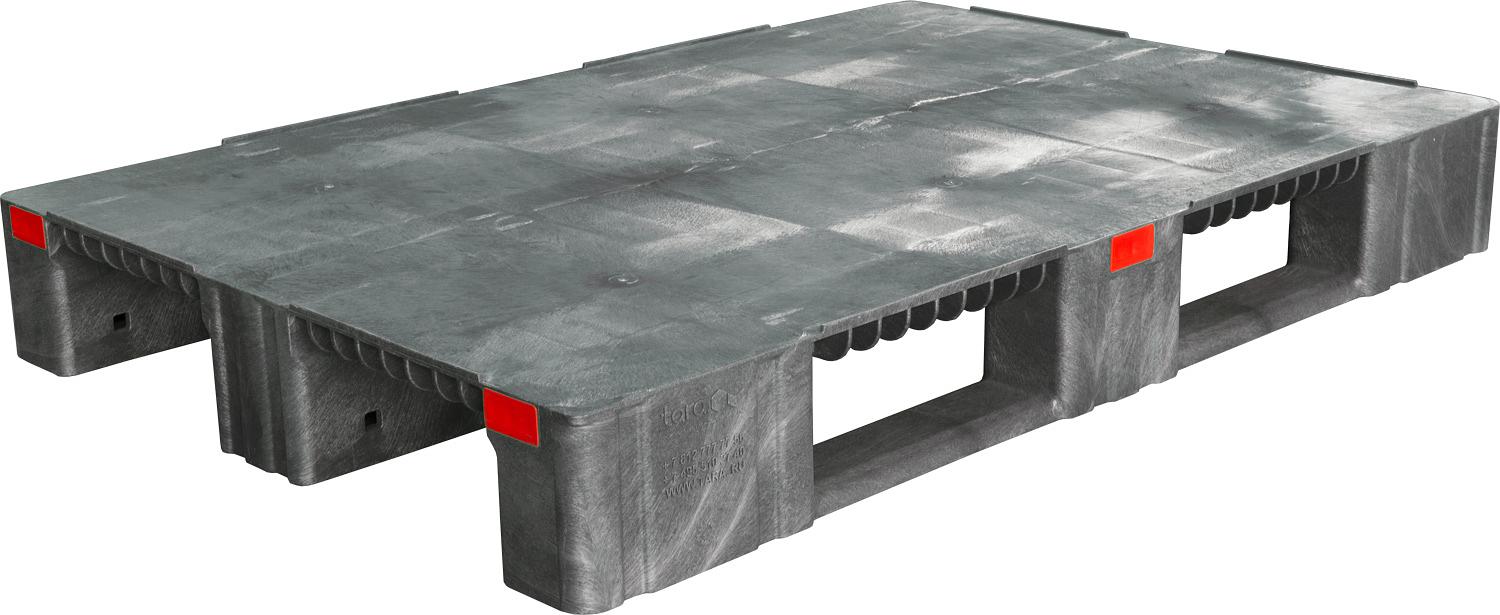 Паллет 1200x800х150 сплошной, усиленный, на 3-х полозьях   серый фото 1