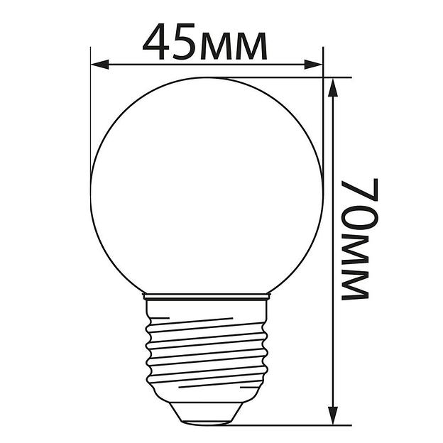 Лампа светодиодная LED 1вт Е27 белый 2700К (шар) фото 7