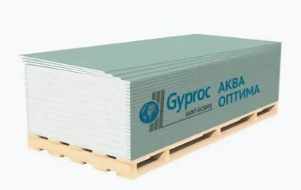 Гипсокартон влагостойкий Gyproc «Аква Оптима Лонг» 12,5×1200×3000 мм ОПТ фото 1