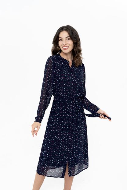 Платье из шифона синее с принтом ОПТ фото 1