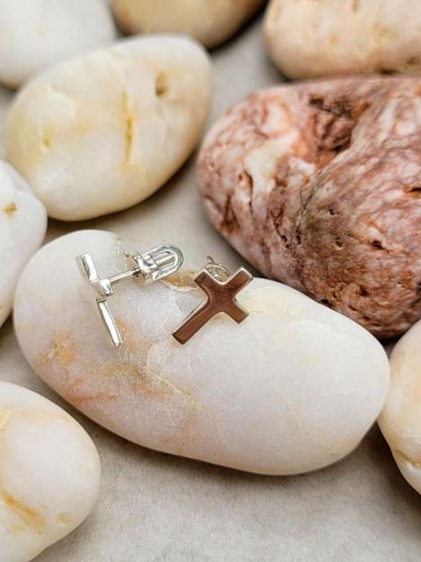 Ювелирные серебряные серьги крестик 925 фото 5