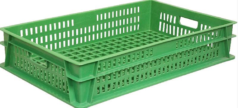 Ящик 740*465*145 мм. для хлеба прямой перфорир. зеленый /1/44/ фото 1