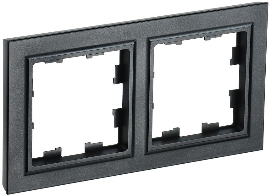 IEK BR-M22-K02 BRITE Рамка 2-мест. РУ-2-БрЧ черн. фото 1