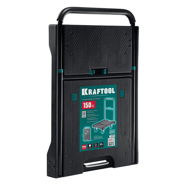 KRAFTOOL до 150 кг, платформа 68.0 х 49.5 см, складная рукоятка, складные колеса d 10 см, вес - 9.3 кг, платформенная тележка (38780-150) фото 7