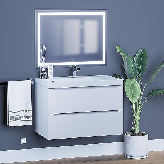 Тумба под раковину для ванной Uperwood Tanos 80 см, подвесная, белая матовая фото 5