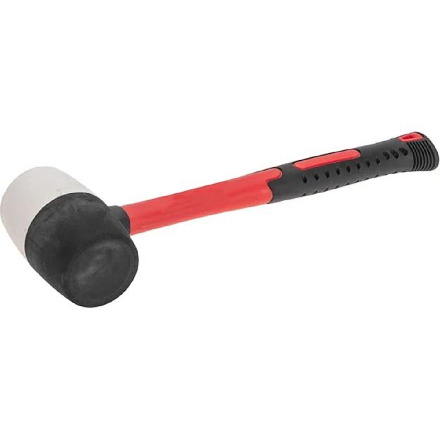 Kranz (KR-12-8153) Киянка резиновая 450 г, черно-белая резина, фибергласовая рукоятка фото 1