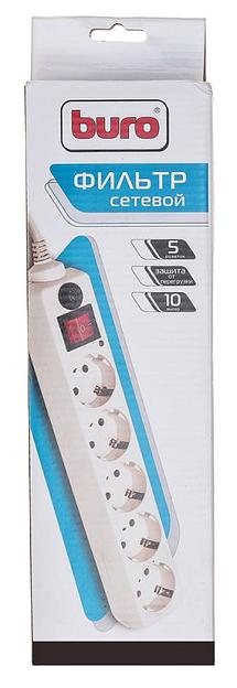 Сетевой фильтр Buro 500SH-3-W 3м (5 розеток) белый (коробка) фото 4