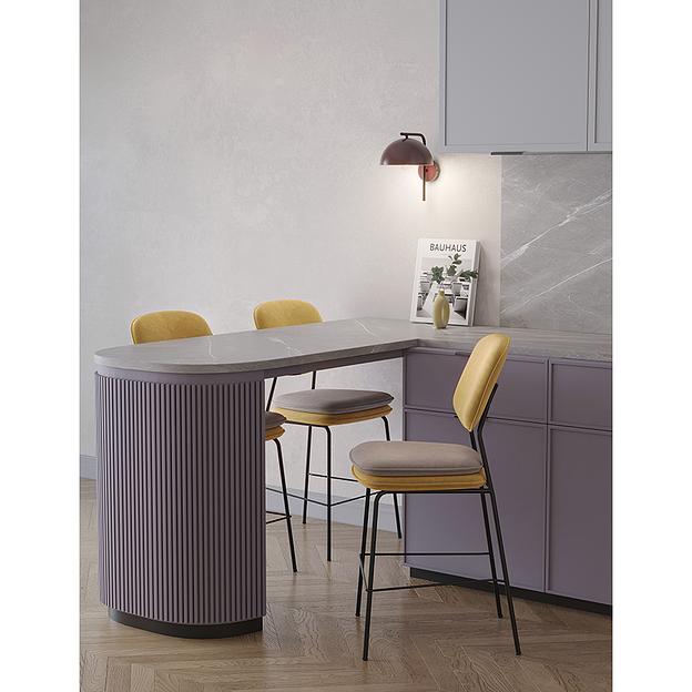 Стул полубарный с контрастным кантом Pea, велюр, желтый/бежевый фото 7