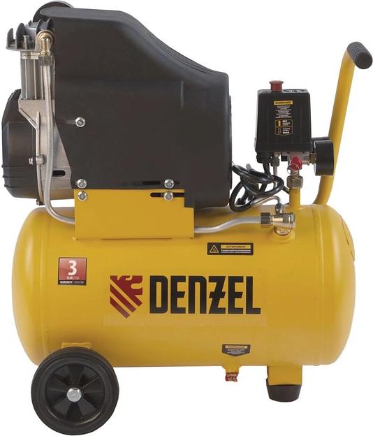 Компрессор поршневой Denzel DLC1300/24 безмасляный 206л/мин 24л 1300Вт желтый/черный фото 3