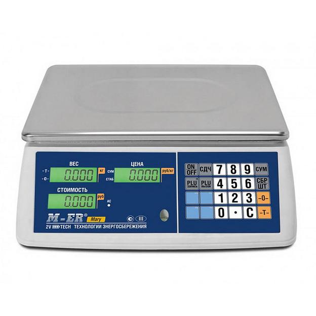 Торговые настольные весы M-ER 223 AC-15.2 "Mary" LCD, белые, 15кг. (3621) фото 3