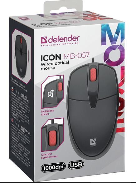 Мышка USB OPTICAL ICON 3D MB-057 BLACK 52057 DEFENDER фото 3