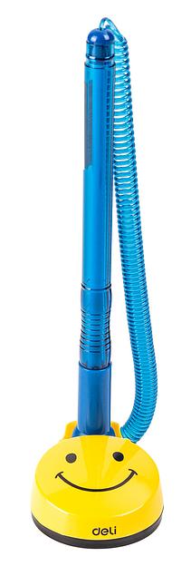 Ручка шариковая Deli EQ50-BL авт. на подставке 0.7мм резин. манжета синий/прозрачный синие чернила фото 1