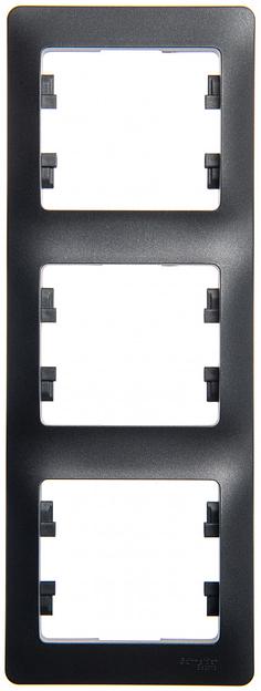 Systeme electric GSL000707 GLOSSA 3-постовая РАМКА, вертикальная, АНТРАЦИТ фото 1