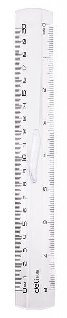 Линейка Deli EG01612 пластик дл.20см прозрачный с держателем европодвес фото 1