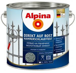 Эмаль по ржавчине молотковая Alpina Direkt Auf Rost Hammerschlageffekt /Антрацит, 0.75 л фото 1
