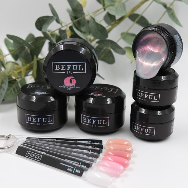 Коллекция комуфлирующих гелей для ногтей BEFUL «Jelly» ОПТ фото 1