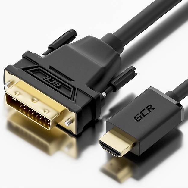 Greenconnect Кабель HDMI-DVI 0.5m черный, OD7.3mm, 28/28 AWG, позолоченные контакты, 19pin AM / 24+1M AM double link, GCR-HD2DVI1-0.5m, тройной экран Greenconnect HDMI—DVI 19M / 25M double link (GCR-HD2DVI1-0.5m) фото 1