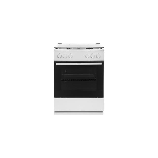 Газовая плита Gorenje GK6A20WF, электрическая духовка, стеклянная крышка, чугун, белый фото 1