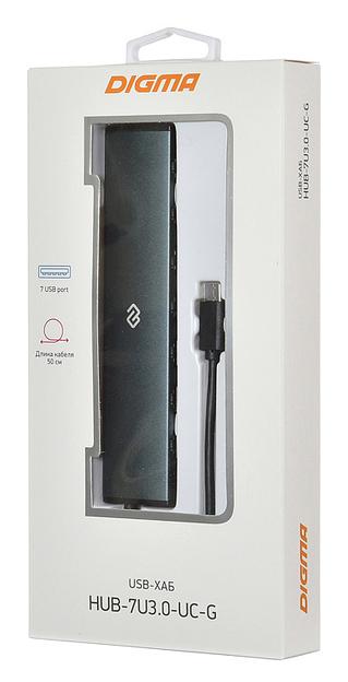 Разветвитель USB-C Digma HUB-7U3.0-UC-G 7порт. серый фото 6