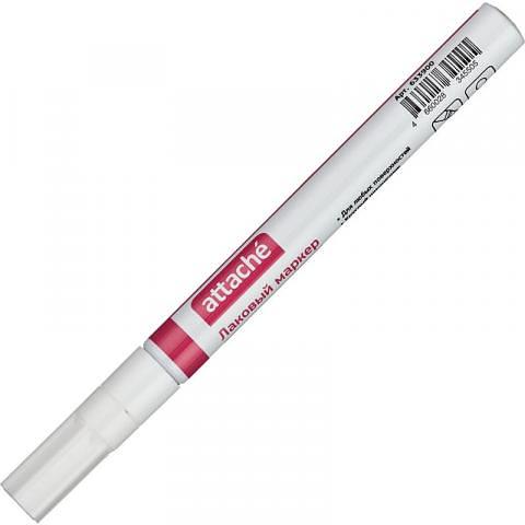 Маркер перманентный, 2 мм, белый, Attache PAINT (лак) фото 1