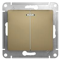 GLOSSA Выключатель двухклавишный с подсветкой в рамку титан схема 5а фото 5