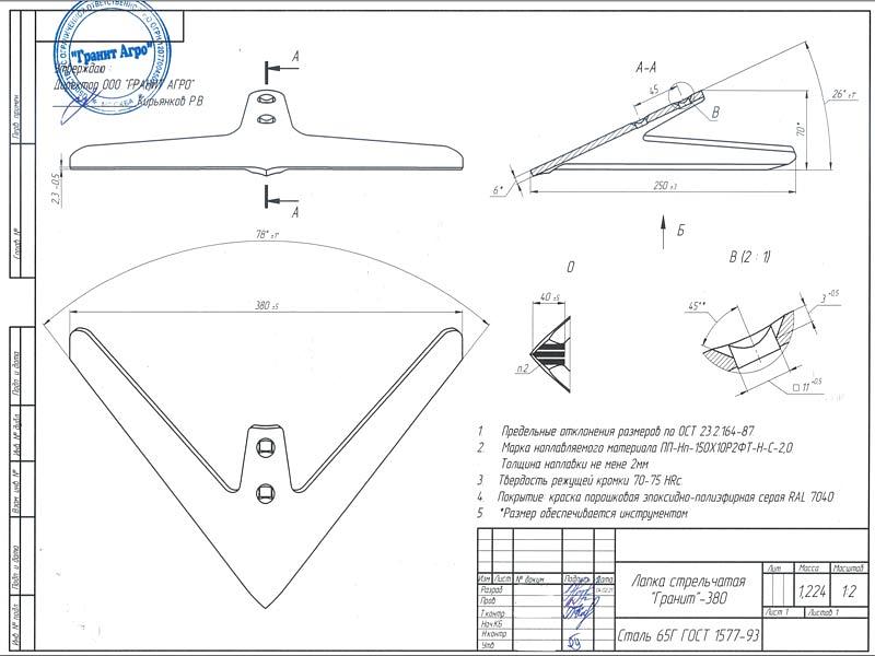 Лапа для культиватора Гранит-380 (Bellota 15052), опт фото 2