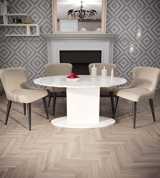 Овальный стол Модена 150(+42)×96.5×75 см белый, белое стекло фото 1