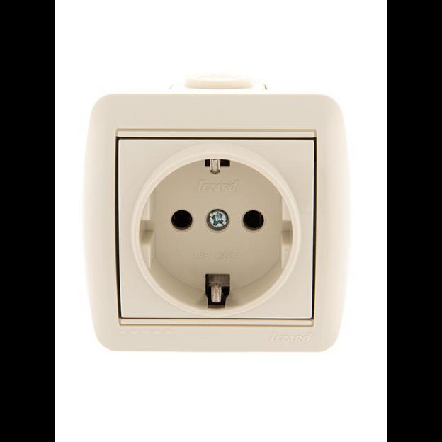 Розетка 1-м ОП Nata 16А IP20 с заземл. керамика крем. LEZARD 710-0300-122 фото 1