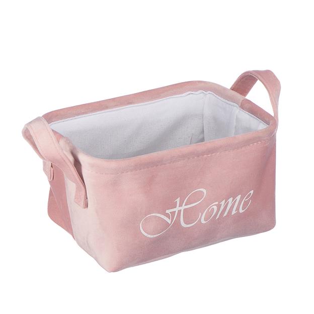 Корзина для хранения "Велюр", Д250 Ш190 В140, розовый фото 1